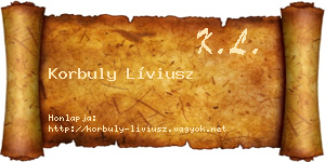 Korbuly Líviusz névjegykártya